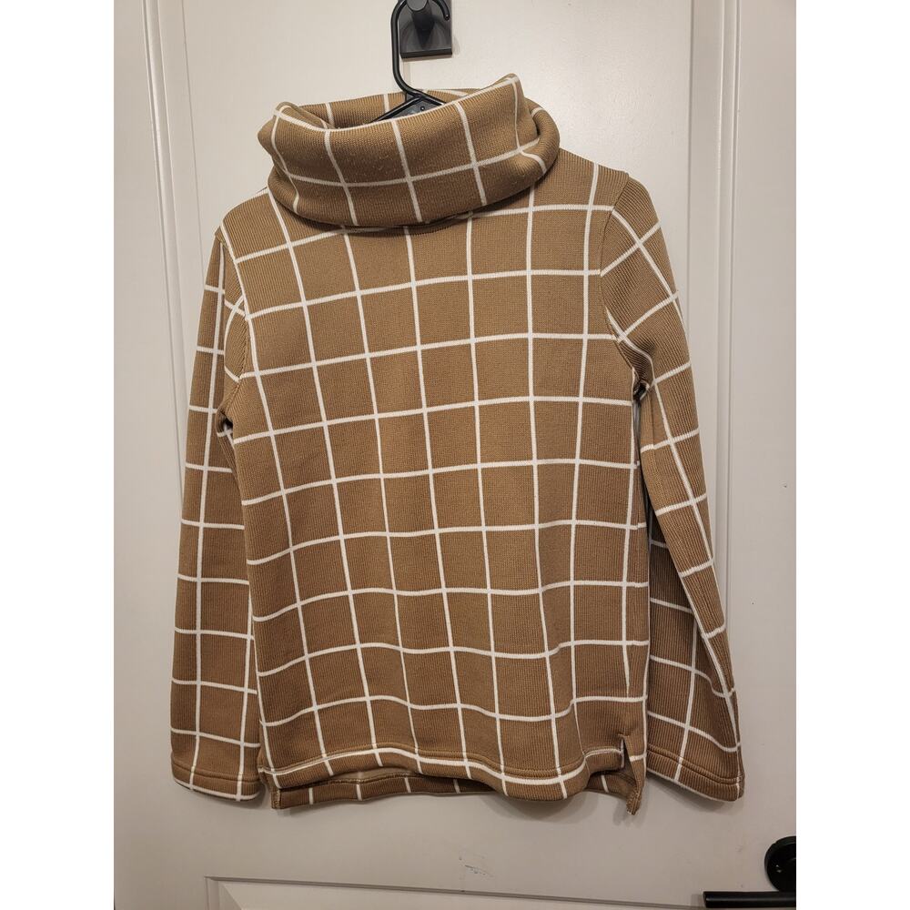 J. Crew Factory Long-sleeve Funnelneck Sweater Camel Windowpane Gridline S